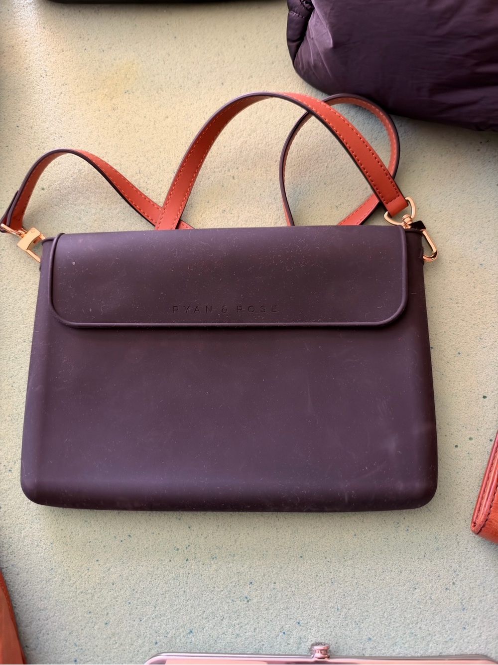 Silicone black crossbody with Contrast Strap